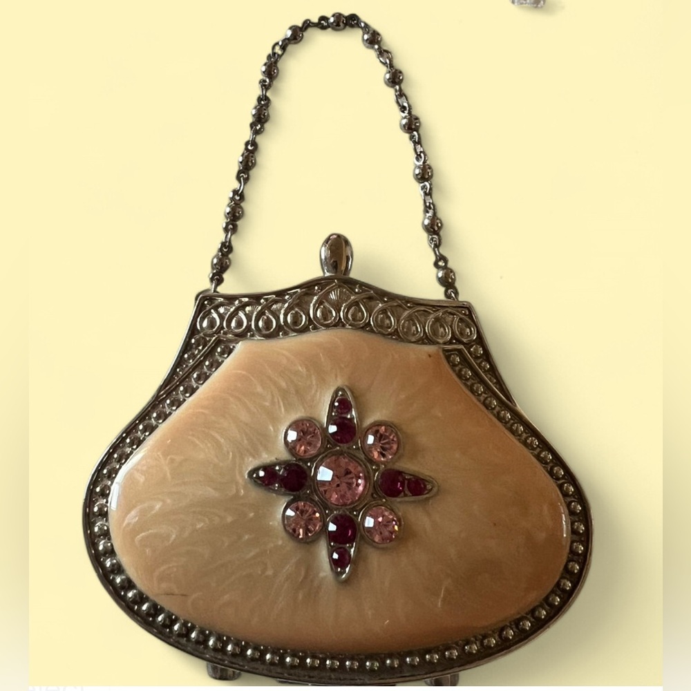 PartyLite metal tea light Candle Holder purse with mirror